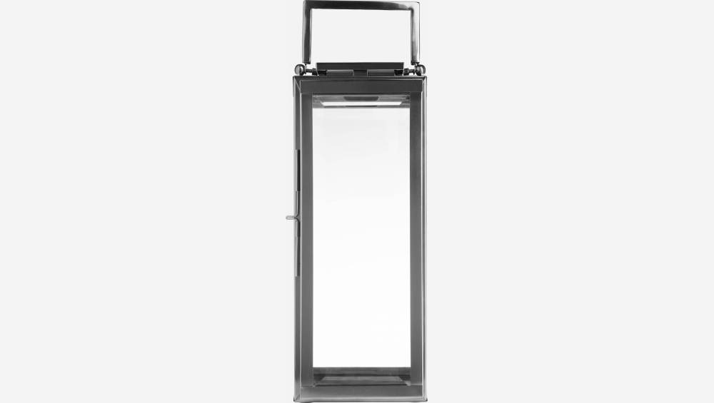 Laterne aus Edelstahl und Glas - Höhe 45 cm - Schwarz 