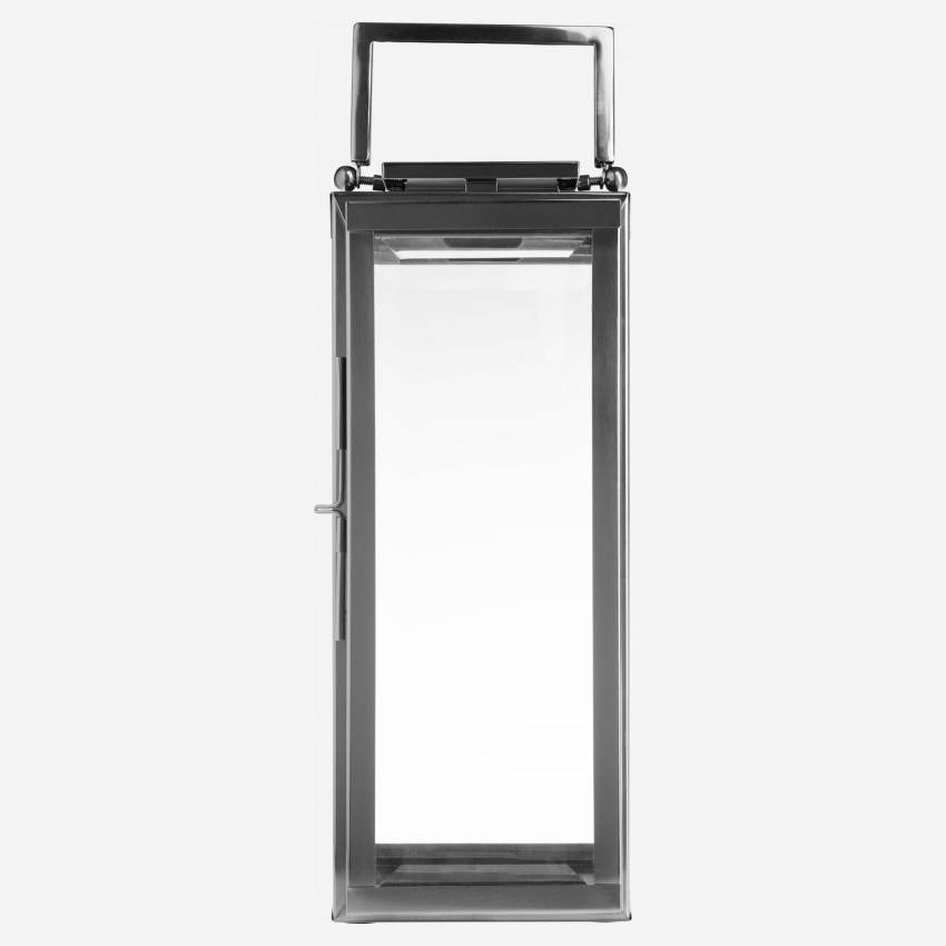 Lanterna decorativa de aço inoxidável e vidro - Altura 45 cm - Preto 