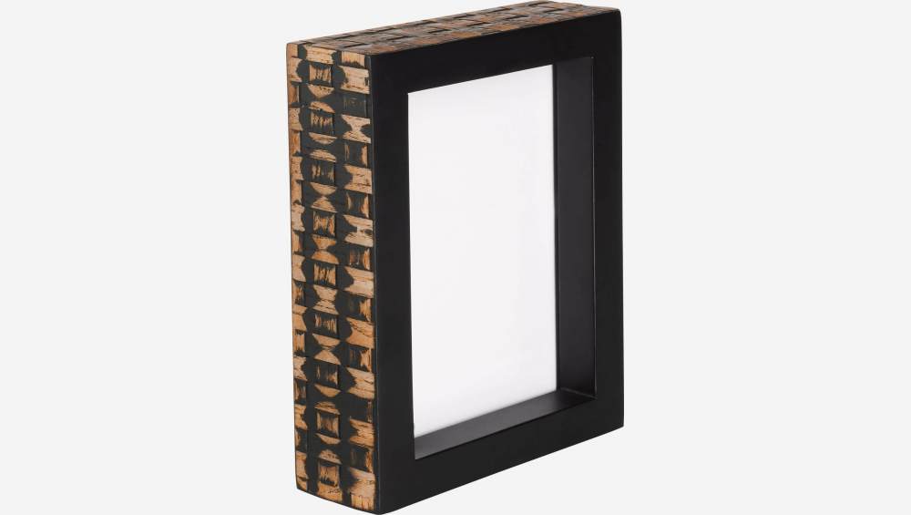 Cornice per foto in legno intrecciato 15 x 10 cm - Nero e naturale
