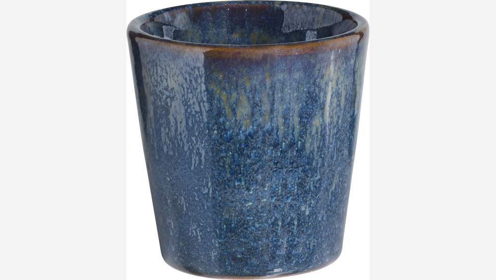 Conjunto de 3 vasos decorativos em faiança com tampo – Azul