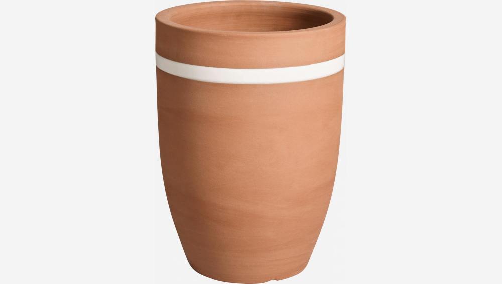 Vaso decorativo em faiança com linhas brancas - 26,5x36 cm