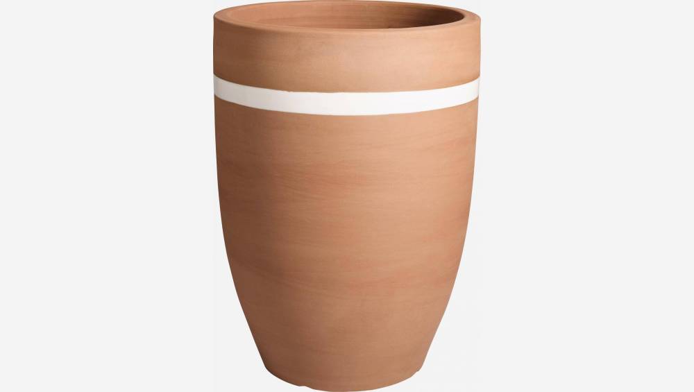 Vaso decorativo em faiança com linhas brancas - 39,5x54 cm
