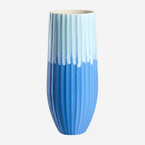 Zweifarbige Vase aus Sandstein - Blau und Grün