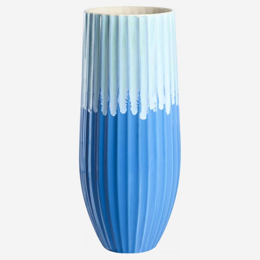 Zweifarbige Vase aus Sandstein - Blau und Grün