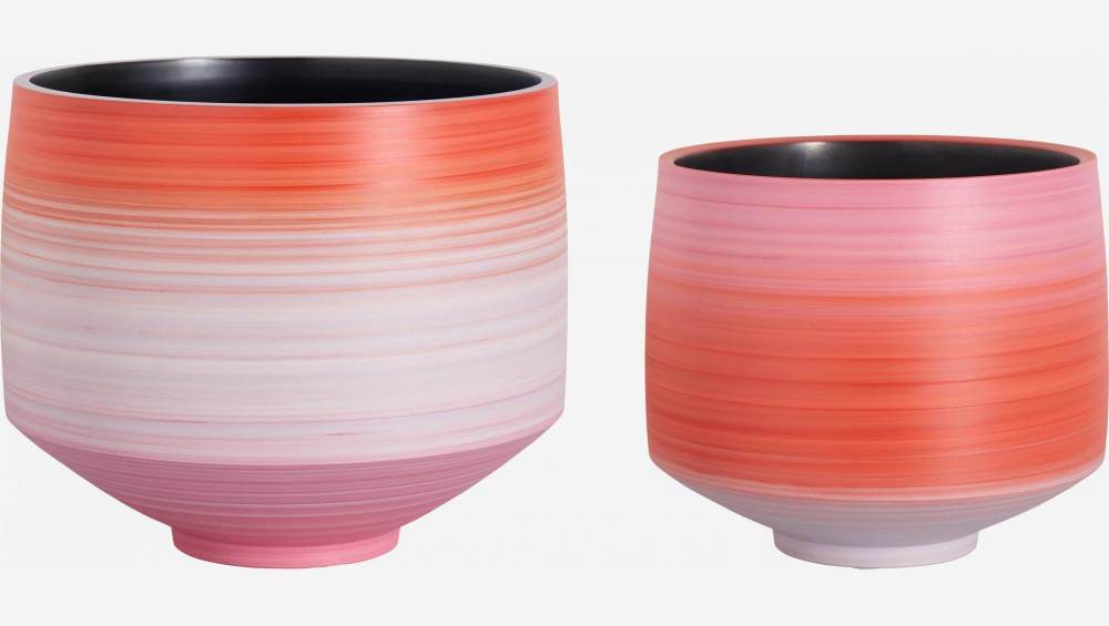 Conjunto de 2 vasos decorativos de grés - Multicolor