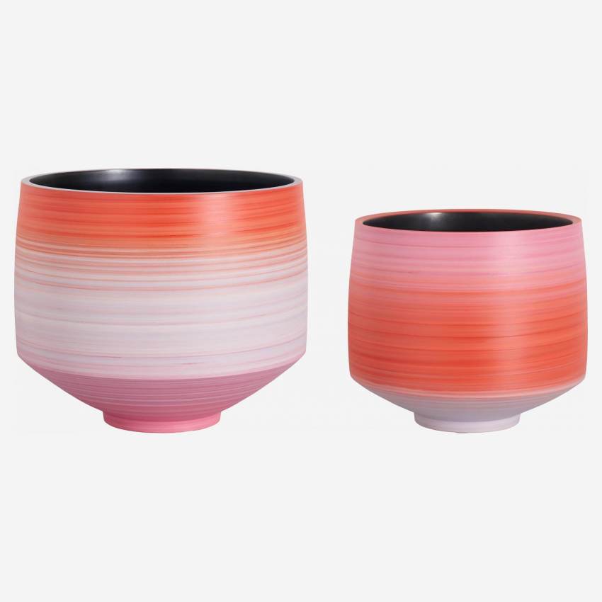 Conjunto de 2 vasos decorativos de grés - Multicolor