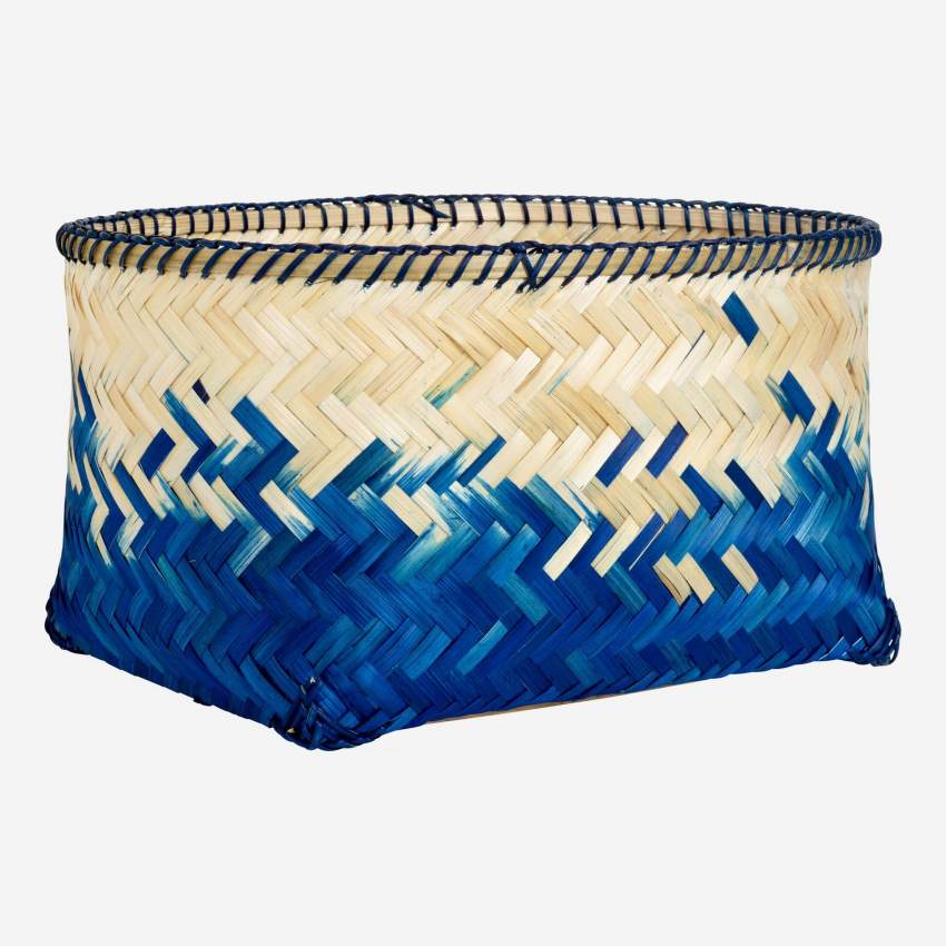 Korb aus Bambus - Blau und Naturfarben - 42 x 32 cm