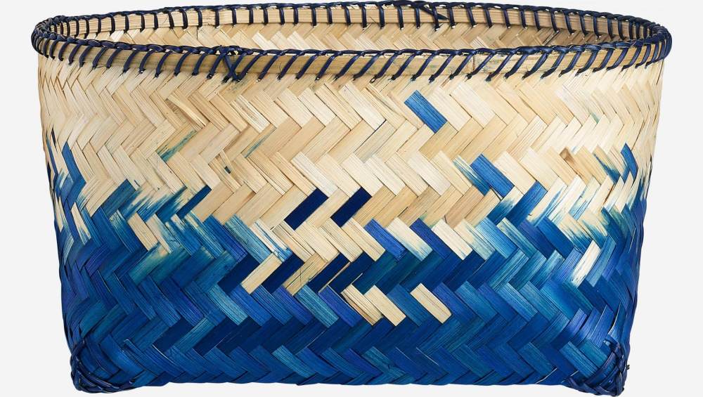 Panier en bambou - Bleu et naturel - 42 x 32 cm