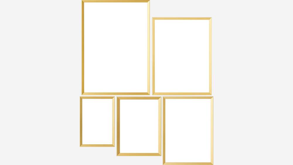 5er-Set Bilderrahmen aus Aluminium - Goldfarben (Koffer-Set)