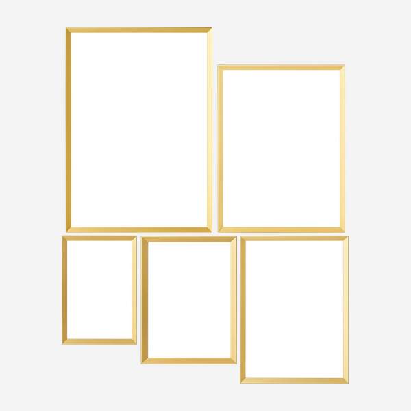 5er-Set Bilderrahmen aus Aluminium - Goldfarben (Koffer-Set)