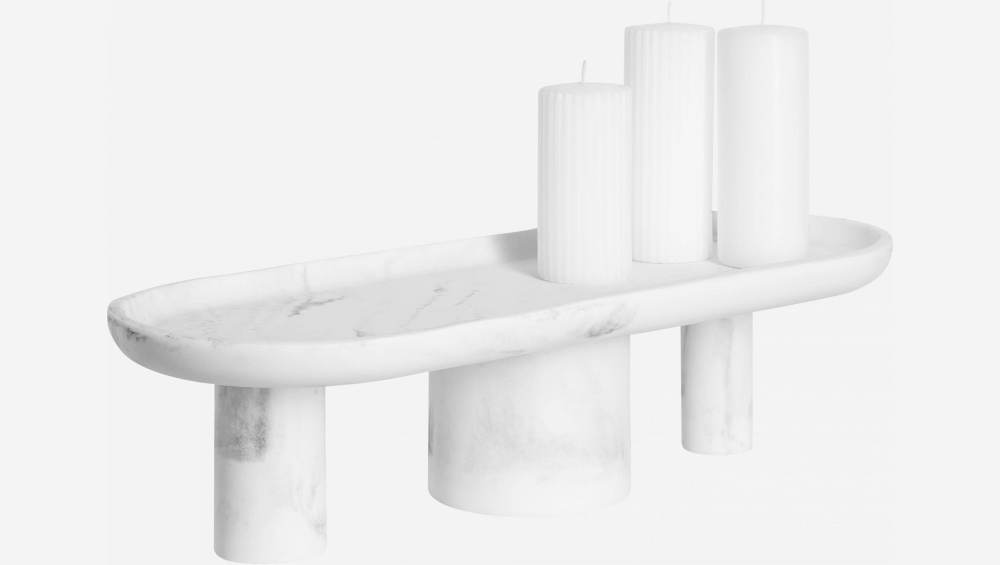 Plateau décoratif pour bougies avec effet marbre - Blanc - Design by Marie Matsuura