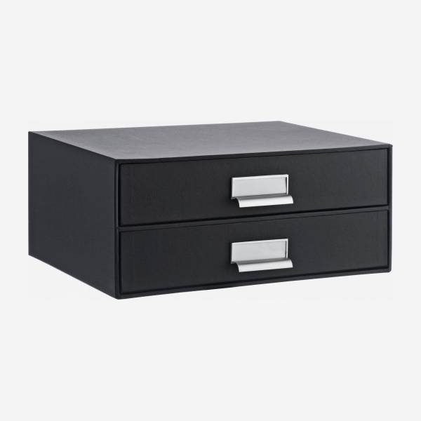 Boîte 33x25x14cm avec deux tiroirs en carton noir