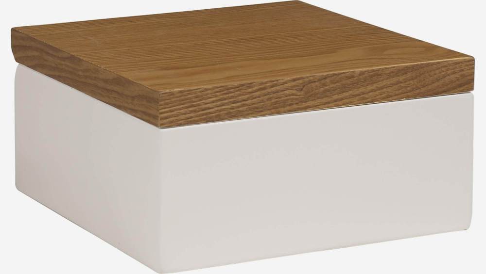 Contenitore in legno 20x20cm con interno laccato - Bianco