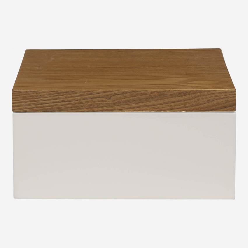 Caixa de arrumação em madeira 20x20cm c/ interior lacado branco