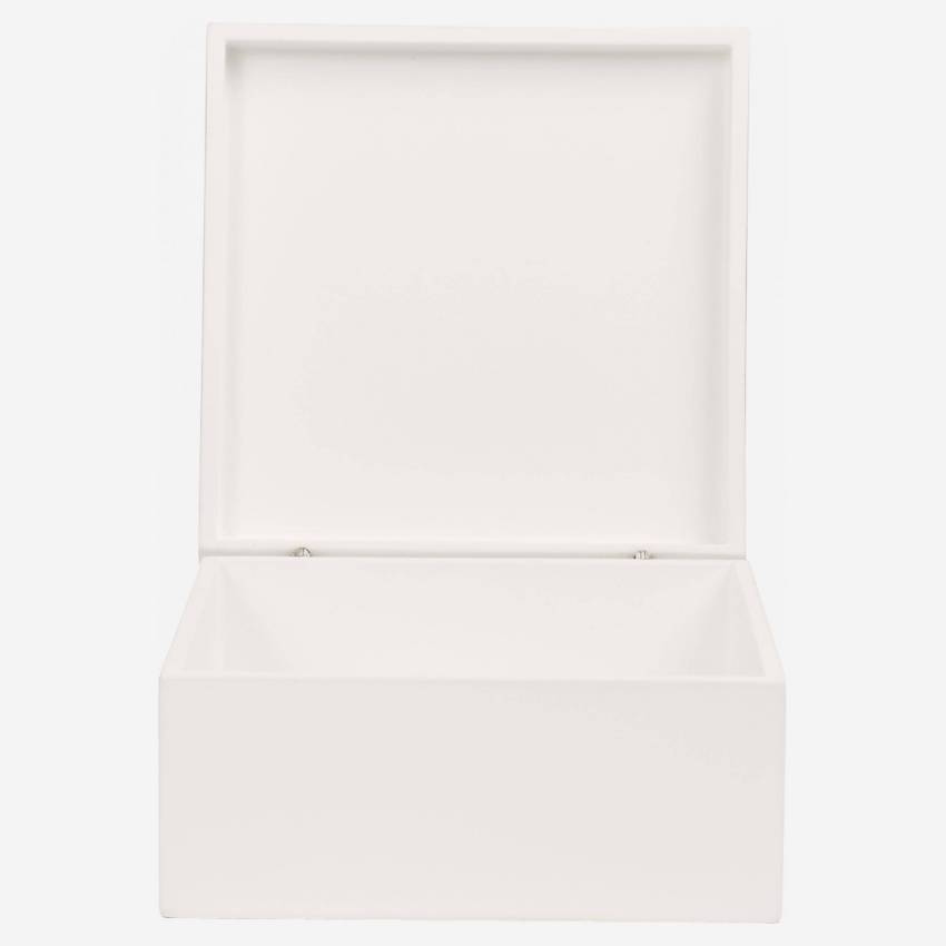 Boîte de rangement 20x20cm en bois avec intérieur laqué blanc