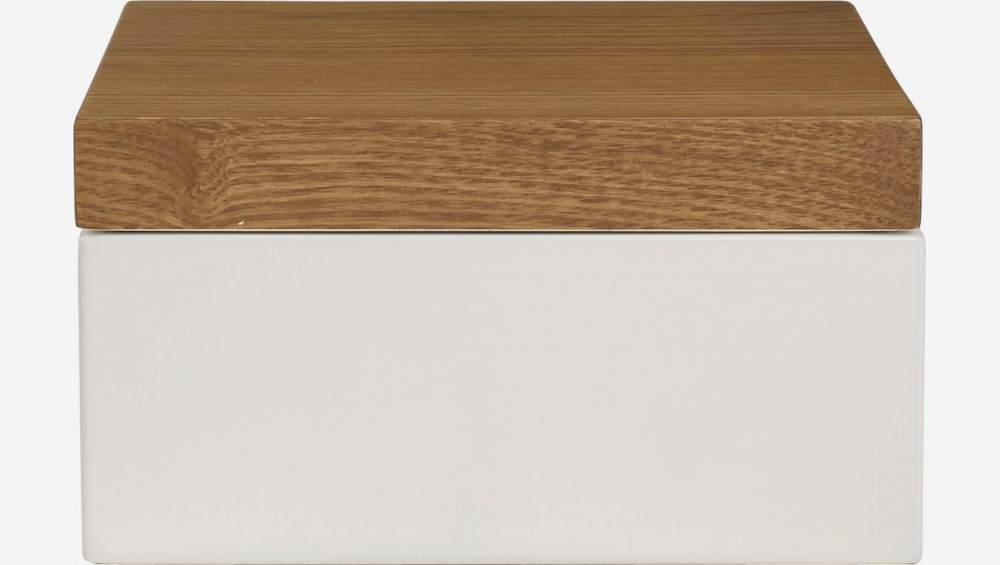 Caixa de arrumação em madeira 15x15cm c/ interior lacado branco