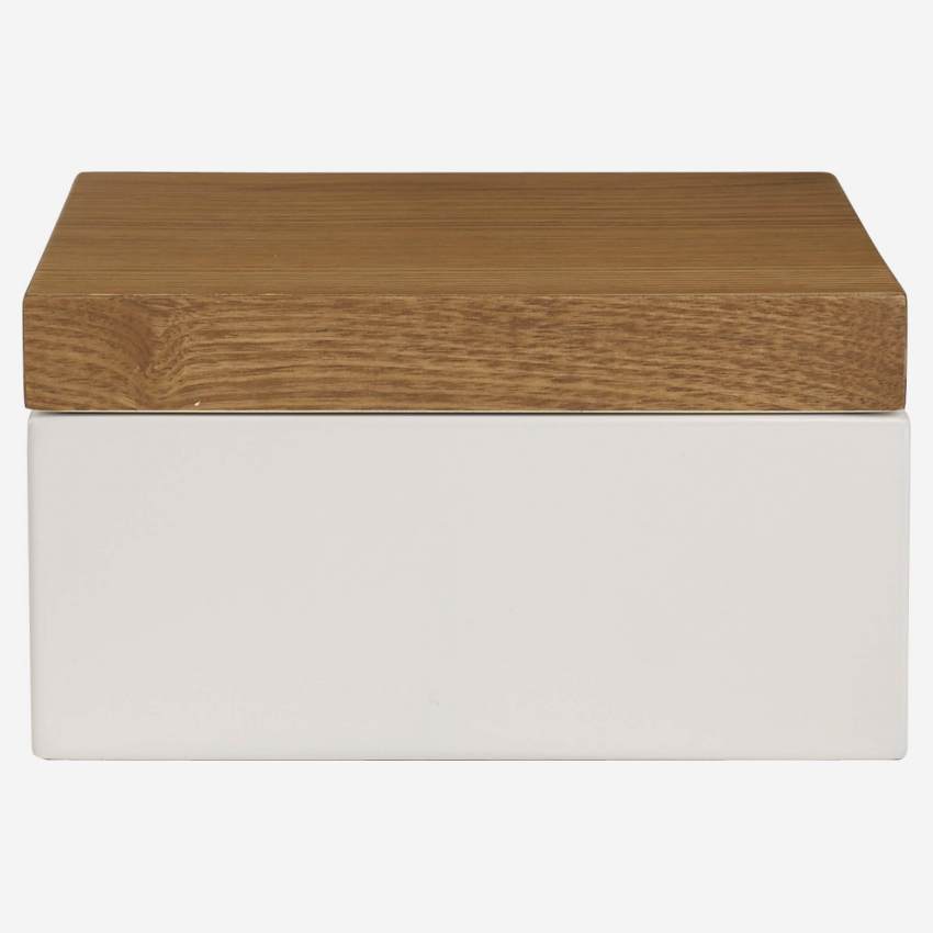 Aufbewahrungsbox, 15x15cm, aus Holz, mit weiß lackierter Innenseite