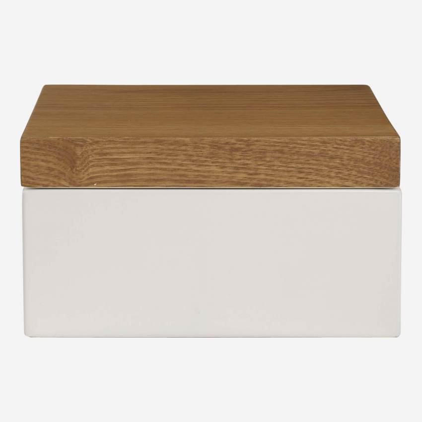 Caixa de arrumação em madeira 15x15cm c/ interior lacado branco