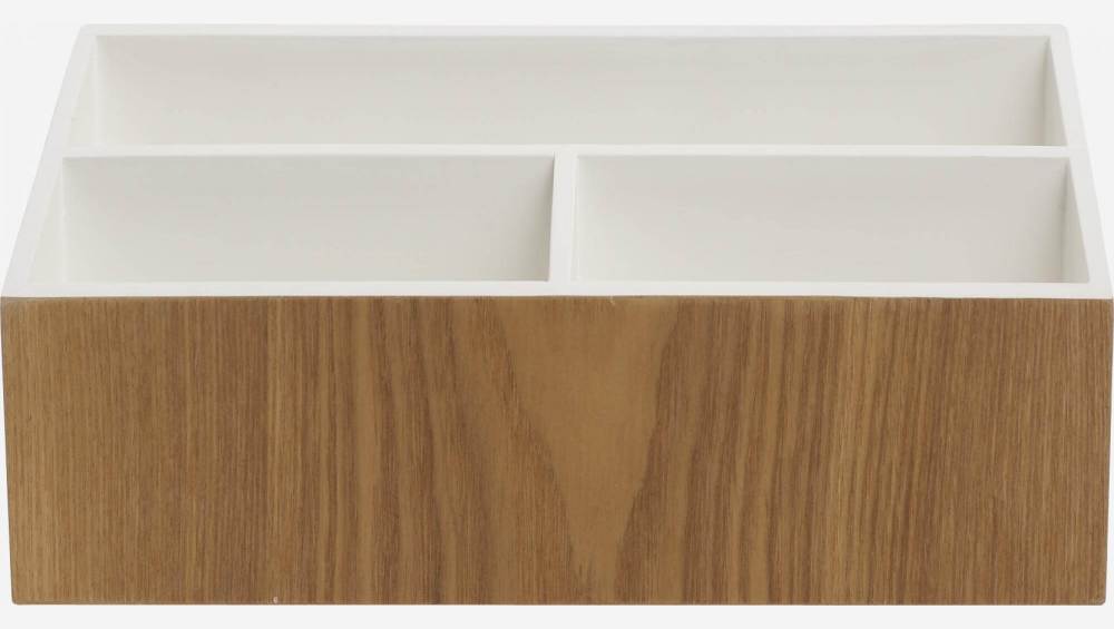 Aufbewahrung für Schreibtisch aus Holz, mit weiß lackierter Innenseite