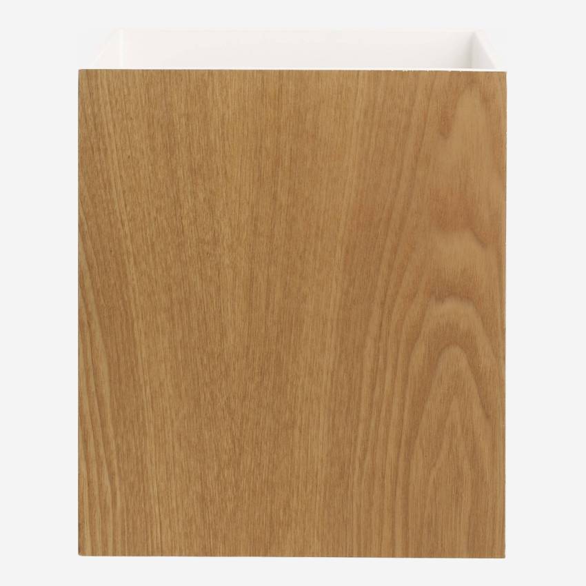 Papierkorb aus Holz, mit weiß lackierter Innenseite