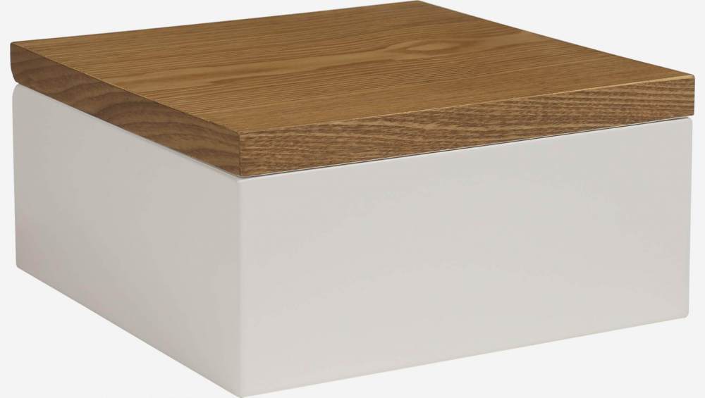 Aufbewahrungsbox, 25x25cm, aus Holz, mit weiß lackierter Innenseite