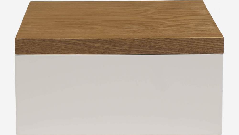 Caixa de arrumação em madeira 25x25cm c/ interior lacado branco