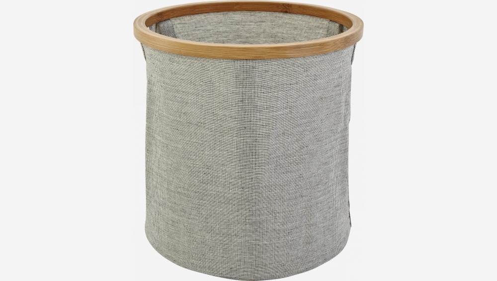 Cestino tondo in bambù e tessuto per lavanderia - Grigio - 30 cm