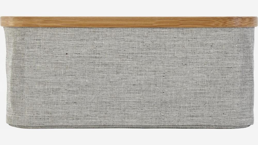 Cestino portaoggetti in bambù e tessuto - Grigio - 38 x 26 x 16 cm