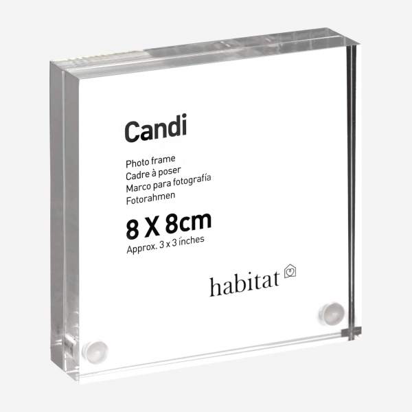 Moldura de mesa acrílico - 8x8cm - Transparente