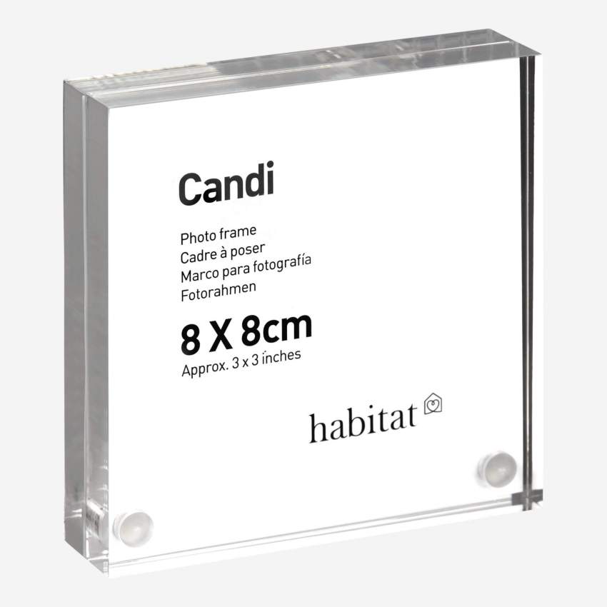 Staande fotokader - 8 x 8 cm - Transparant