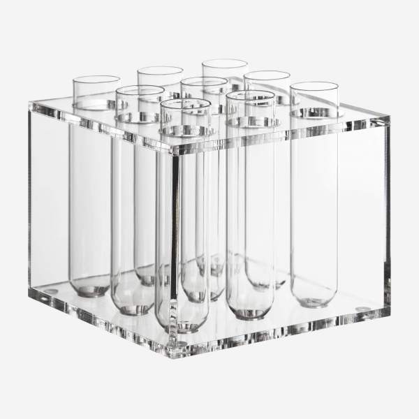 Multiflorero de 9 tubos de vidrio templado