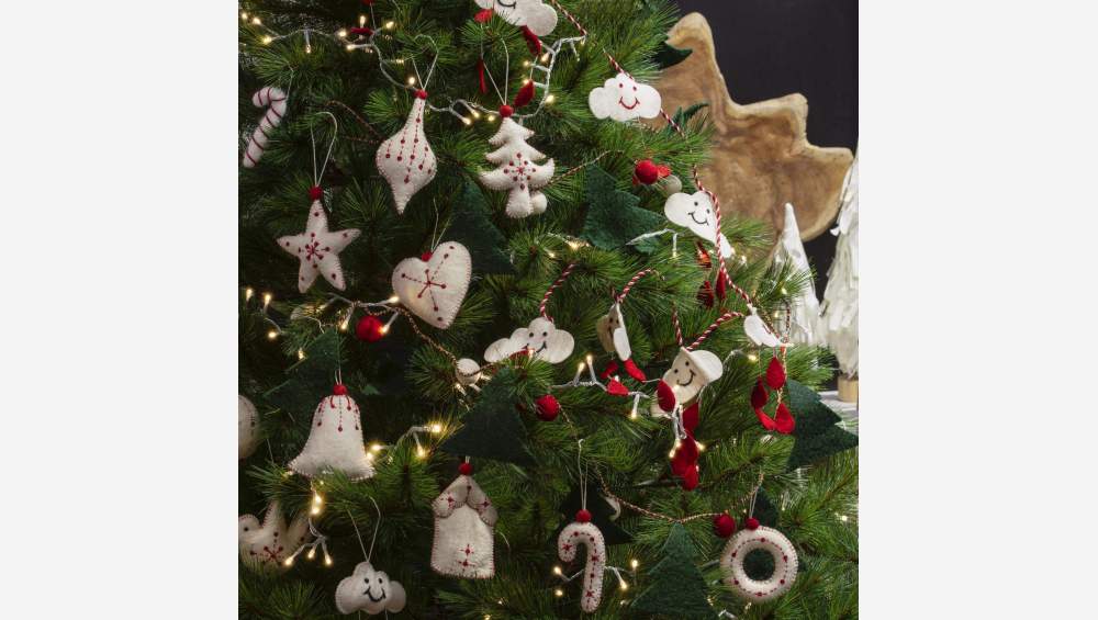 Kerstdecoratie - Vilten zuurstok om op te hangen