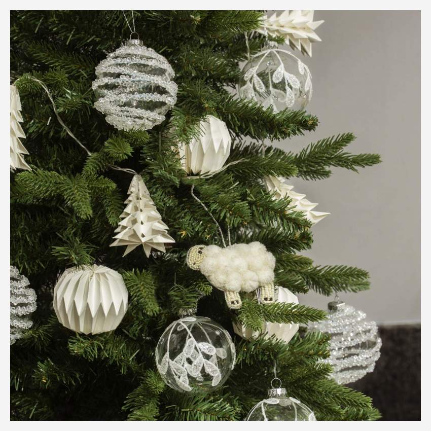 Decoração de Natal - Grinalda com luzes e pinheiros em papel - 10 LED 
