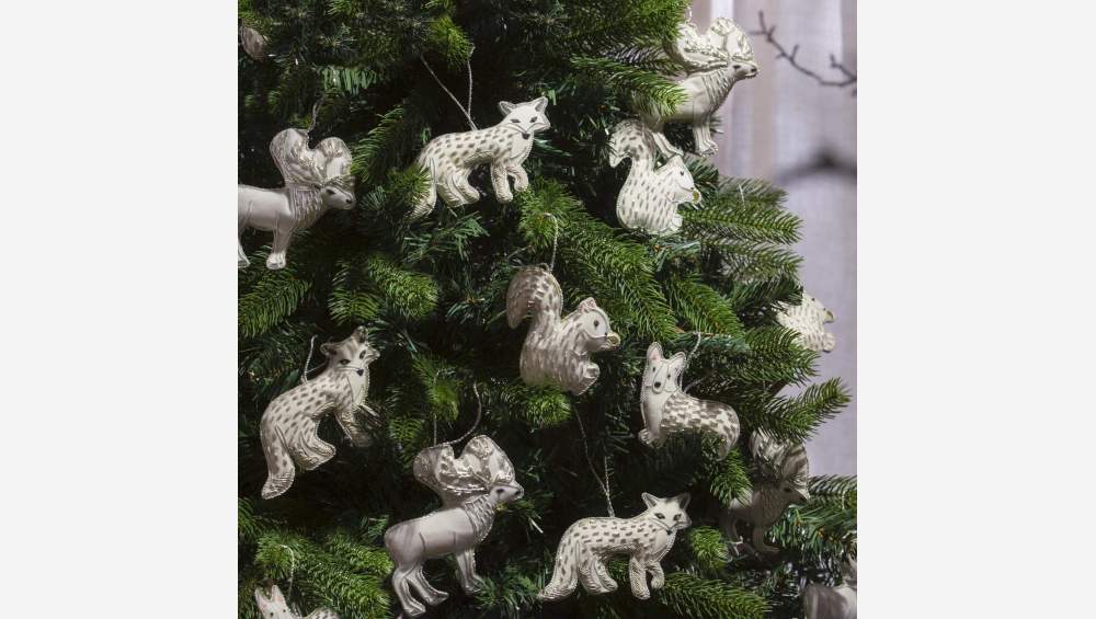 Décoration de Noël - Ecureuil à accrocher en velours - Blanc