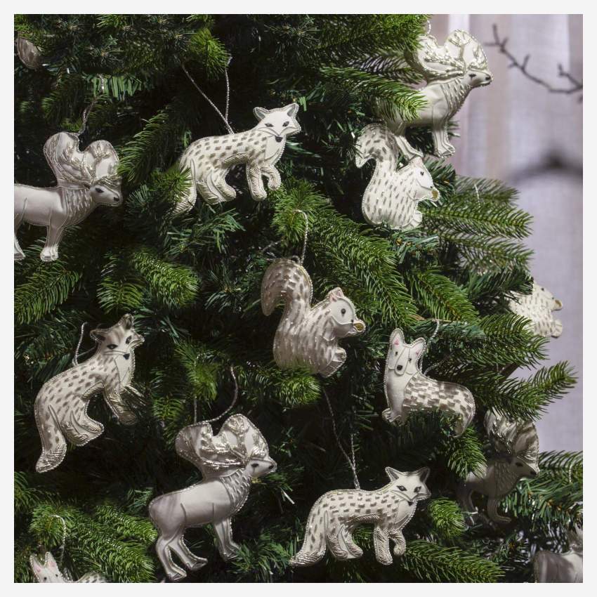 Weihnachtsdekoration - Fuchs zum Aufhängen aus Samt - Weiß