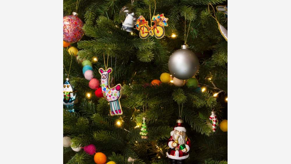 Decoración de Navidad - Llama para colgar de terciopelo - Multicolor