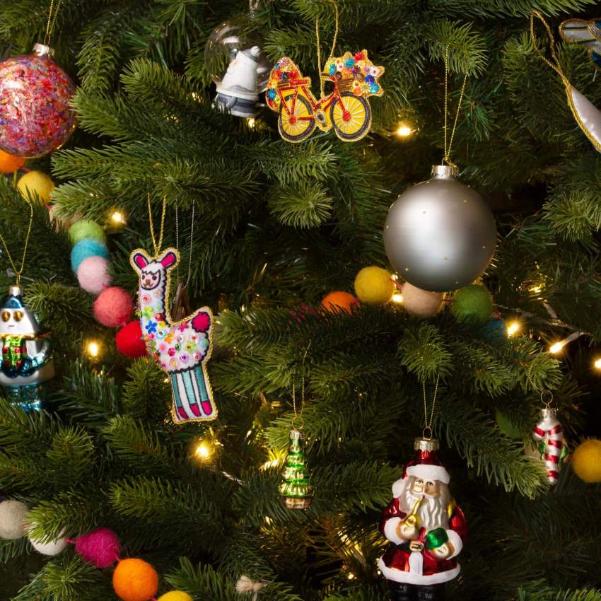 Decoración de Navidad - Llama para colgar de terciopelo - Multicolor