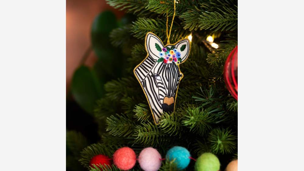Decoración de Navidad - Cebra para colgar de terciopelo - Multicolor