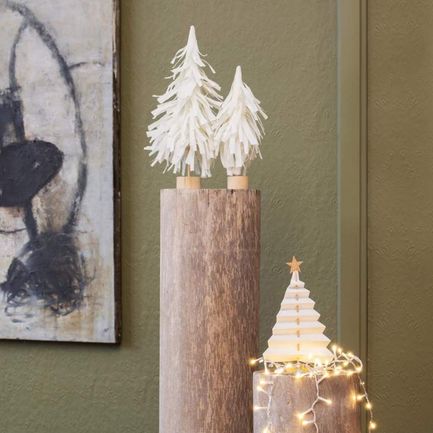 Weihnachtsdekoration - Tannenbaum zum Hinstellen aus Papier - Weiß