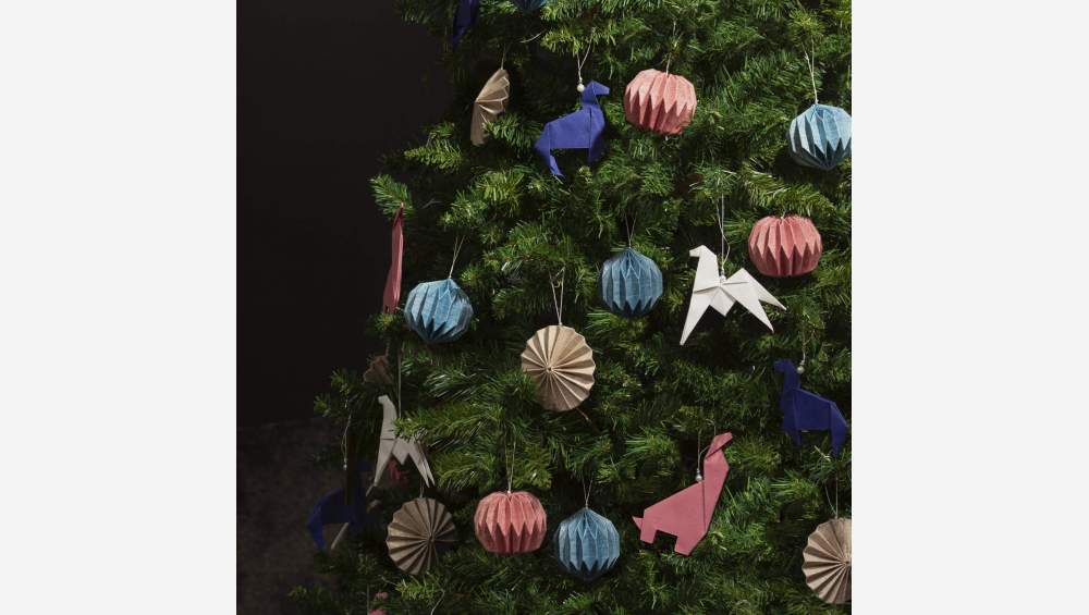 Weihnachtsdekoration - Origami zum Aufhängen - Blau