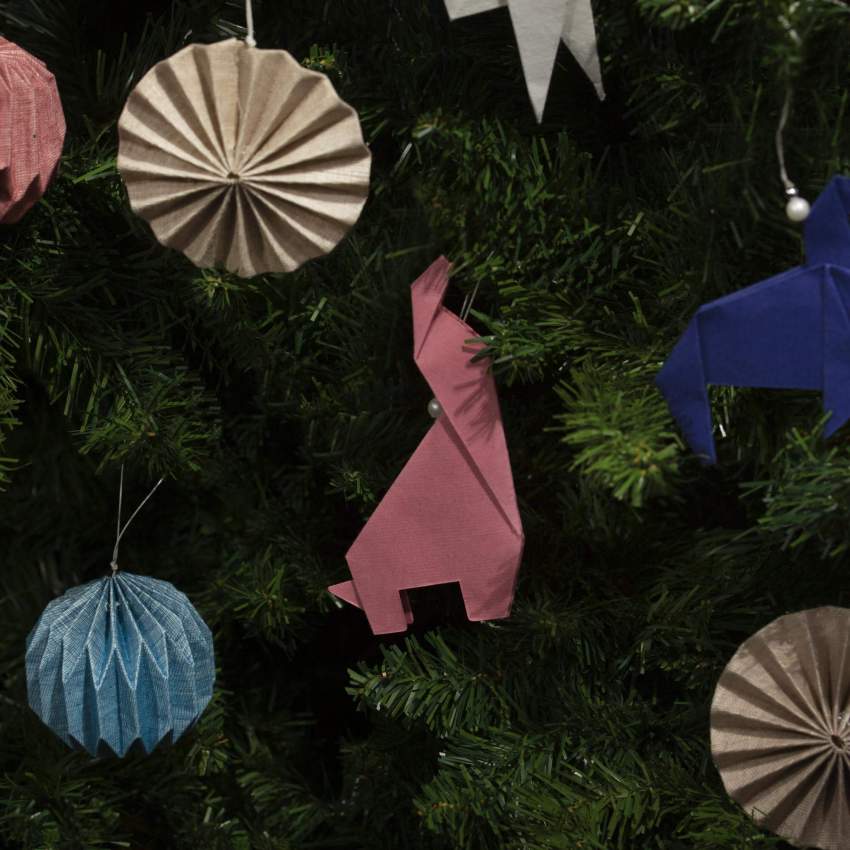 Decoración de Navidad - Origami para colgar - Rosa
