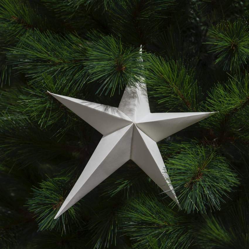 Weihnachtsdekoration - Stern zum Aufhängen aus Papier - Weiß