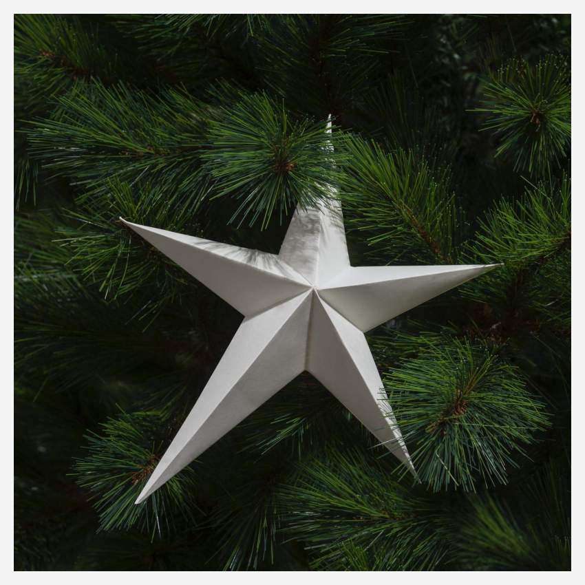 Kerstversiering - Papieren ster om op te hangen -  Wit
