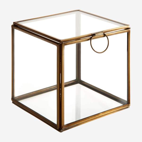 Boîte carré en verre – 13 x 13 cm – Transparent et doré