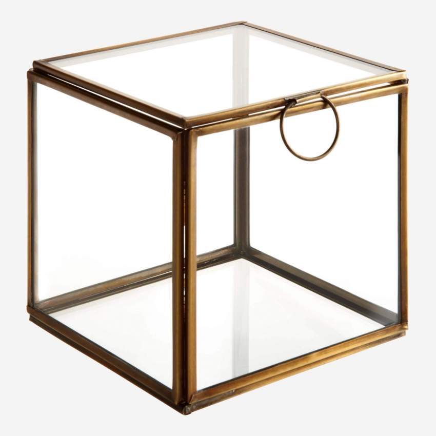 Caja en vidrio transparente - Dorado - HOME
