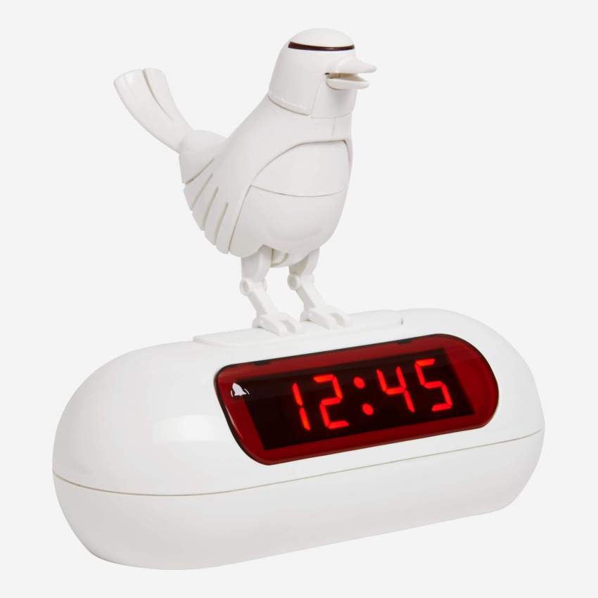 Rádio despertador pássaro branco