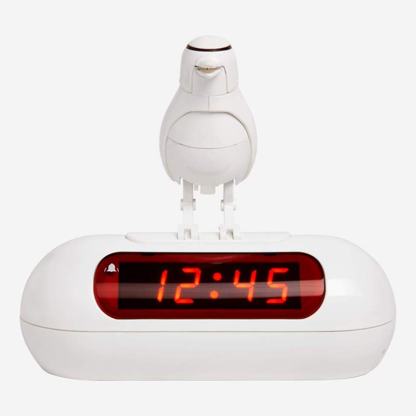 Rádio despertador pássaro branco