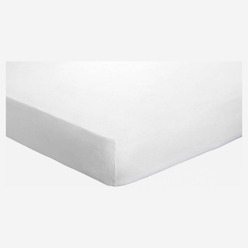 Matratzenschoner aus gebürsteter Baumwolle - 2 Seiten - 90 x 200 cm - Weiß