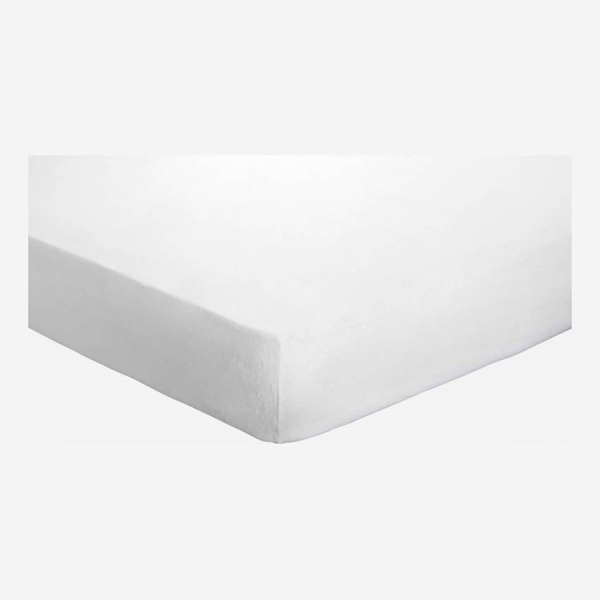 Matratzenschoner aus gebürsteter Baumwolle - 2 Seiten - 90 x 200 cm - Weiß