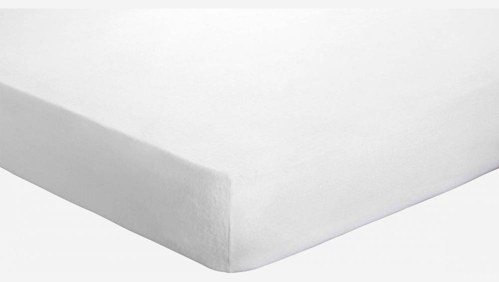 Matratzenschoner aus gebürsteter Baumwolle - 2 Seiten - 140 x 200 cm - Weiß